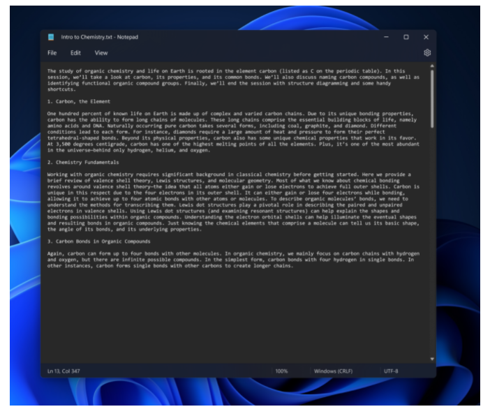Windows11 「メモ帳」はダークモード対応の新デザインへ